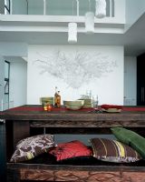 Dining table with pillows