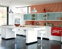 Modern kitchen with a vintage soda cooler