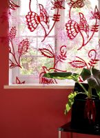 Red patterned curtain