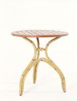 Round wood and bamboo table