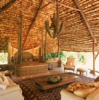 Living room with Thatched roof