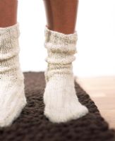 Close-up of a person's feet with socks