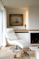 Modern living room with polar bear rug