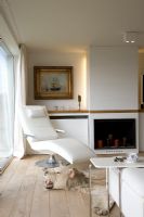 Modern living room with polar bear rug