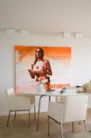Modern dining room with vintage movie poster