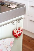 Fabric heart in kitchen with heart key ring