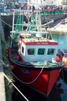 Red fishing boat in Padstow harbour