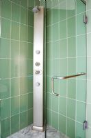 Modern Shower with Green Tiles
