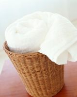 Wrapped towel inside basket