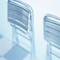 Close-up of metal folding chairs
