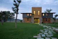 Modern country house in the evening