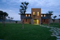 Modern country house in the evening 