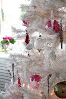 Detail of white and pink Christmas tree