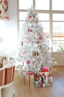 Modern white and pink Christmas tree