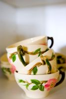Stacked antique tea cups