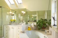 Traditional bathroom with pitched ceiling