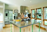 Modern kitchen with stainless steel countertop