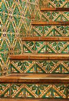 Detail of tile staircase and wall