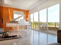 White grand piano in modern interior