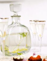 Detail of glass decanter and glasses