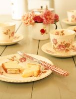 Detail of floral pattern tea set