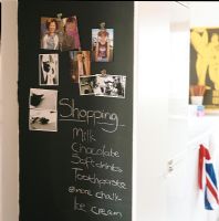 Photographs on a blackboard