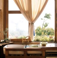 Curtains at kitchen window
