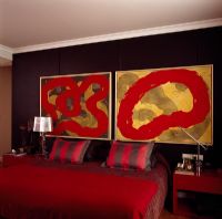 Modern red bedroom 
