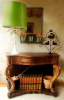 Vintage console table and lamp