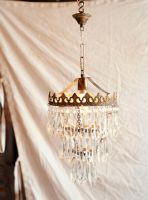 A hanging crystal chandelier