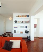 Living room with bookshelves and sofa