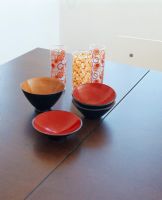 Bowls and glasses on table