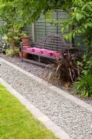 Bench in modern garden