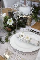 Dining table decorated for Christmas