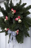 Detail of Christmas wreath on door