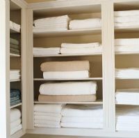 Stack of towels on shelf