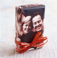 Present with a photo used as gift wrapping