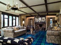 Traditional living room with tartan carpet