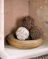 Decorative balls in bowl 