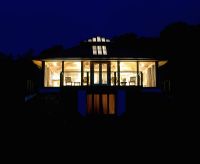 Exterior of modern house at night