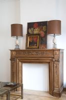 Carved wooden mantelpiece