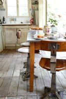 Dining table and chairs in classic kitchen