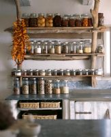 Storage jars in country kitchen