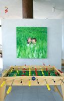 Table football game in modern living room 