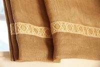 Close-up of brown curtains