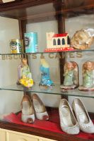 Collectibles in display cabinet