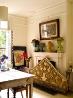 collectibles in eclectic kitchen-diner