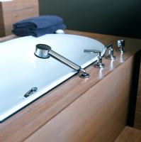 Close-up of modern bathtub