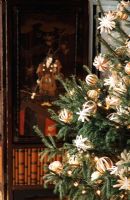 Christmas tree with wooden decorations