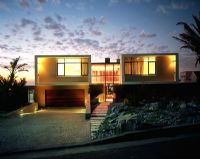 Modern house exterior at night